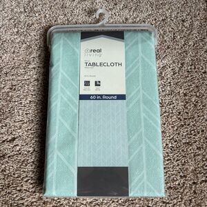 Real Living PEVA Vinyl Tablecloth 60" Round Easy Care Flannel Backing NWT